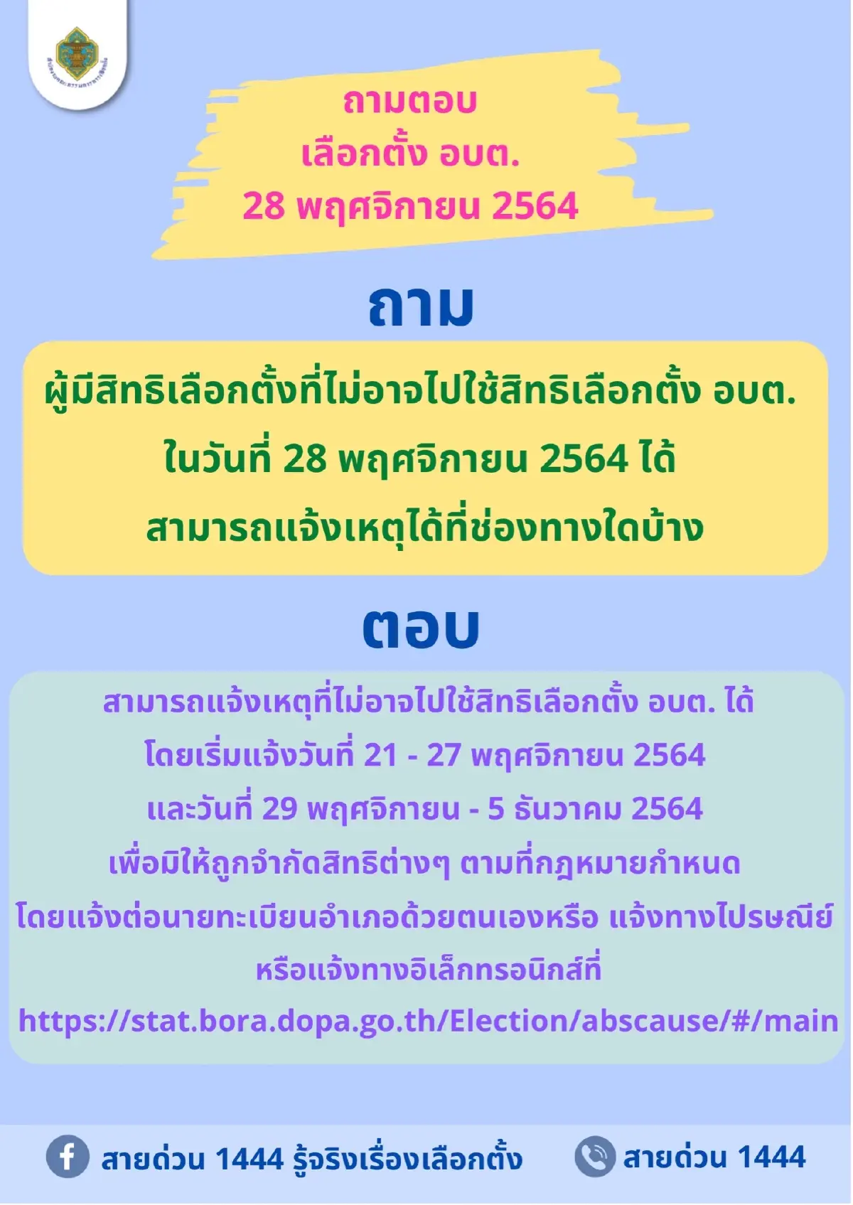 เช็กก่อนไม่ไปใช้สิทธิ "เลือกตั้งอบต." ต้องทำอย่างไรบ้าง ?