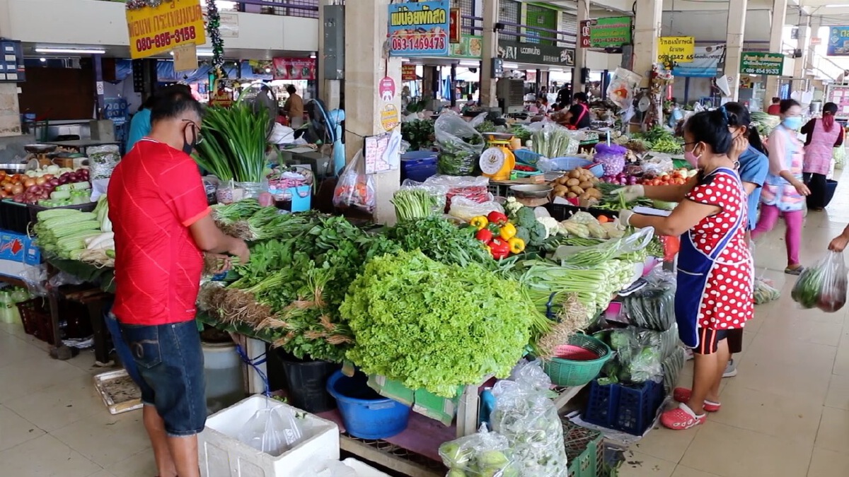 แผงผักขอนแก่นเริ่มปรับราคาลดลง ผักชีราคาลดเท่าตัว