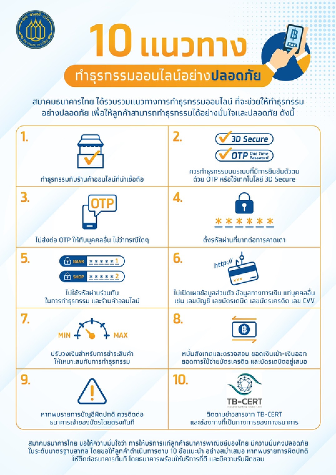 ส.ธนาคารวาง 10 แนวทางป้องกันภัยไซเบอร์