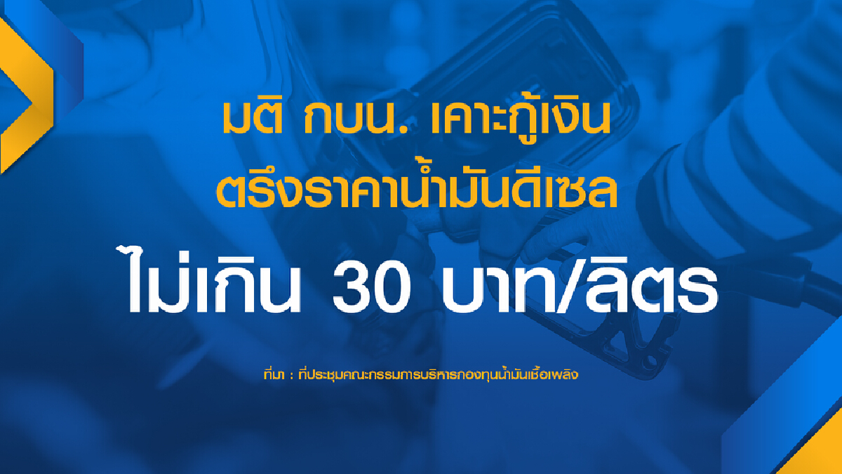 กบน.เคาะกู้ 2 หมื่นล้าน ตรึงดีเซล 30 บาท