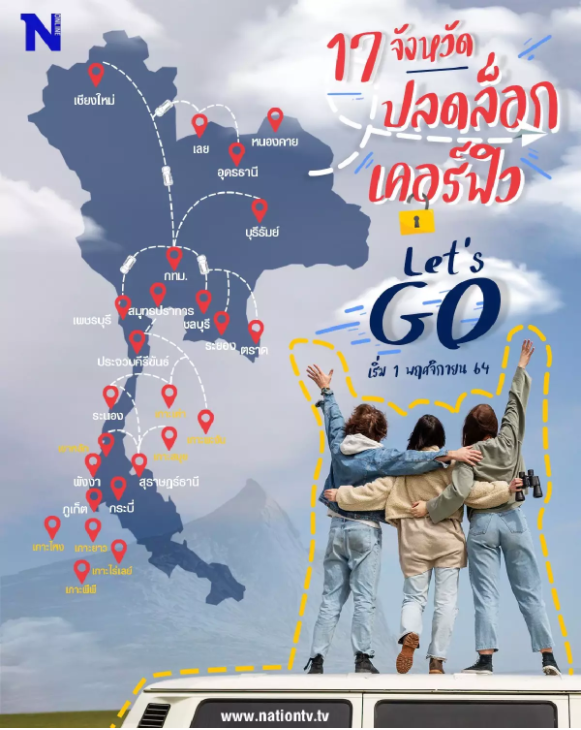 ข่าวดี! สธ. เผยเดือน ธ.ค. เตรียมพื้นที่สีฟ้านำร่องท่องเที่ยวอีก 18 จังหวัด
