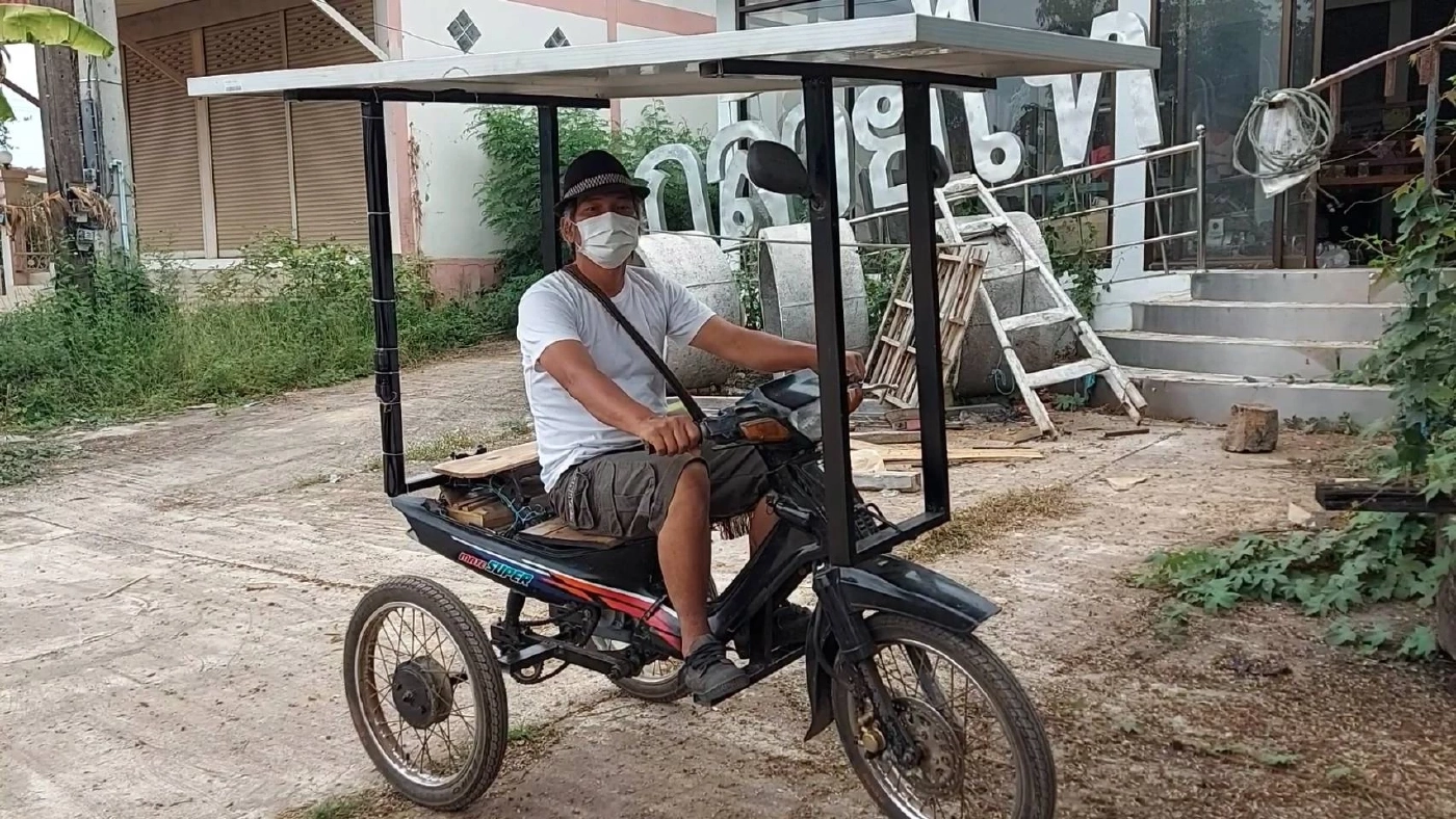 ไอเดียเก๋ หนุ่มสุโขทัย ผลิตรถไฟฟ้าโซลาร์เซลล์-ไม่ง้อน้ำมันแพง