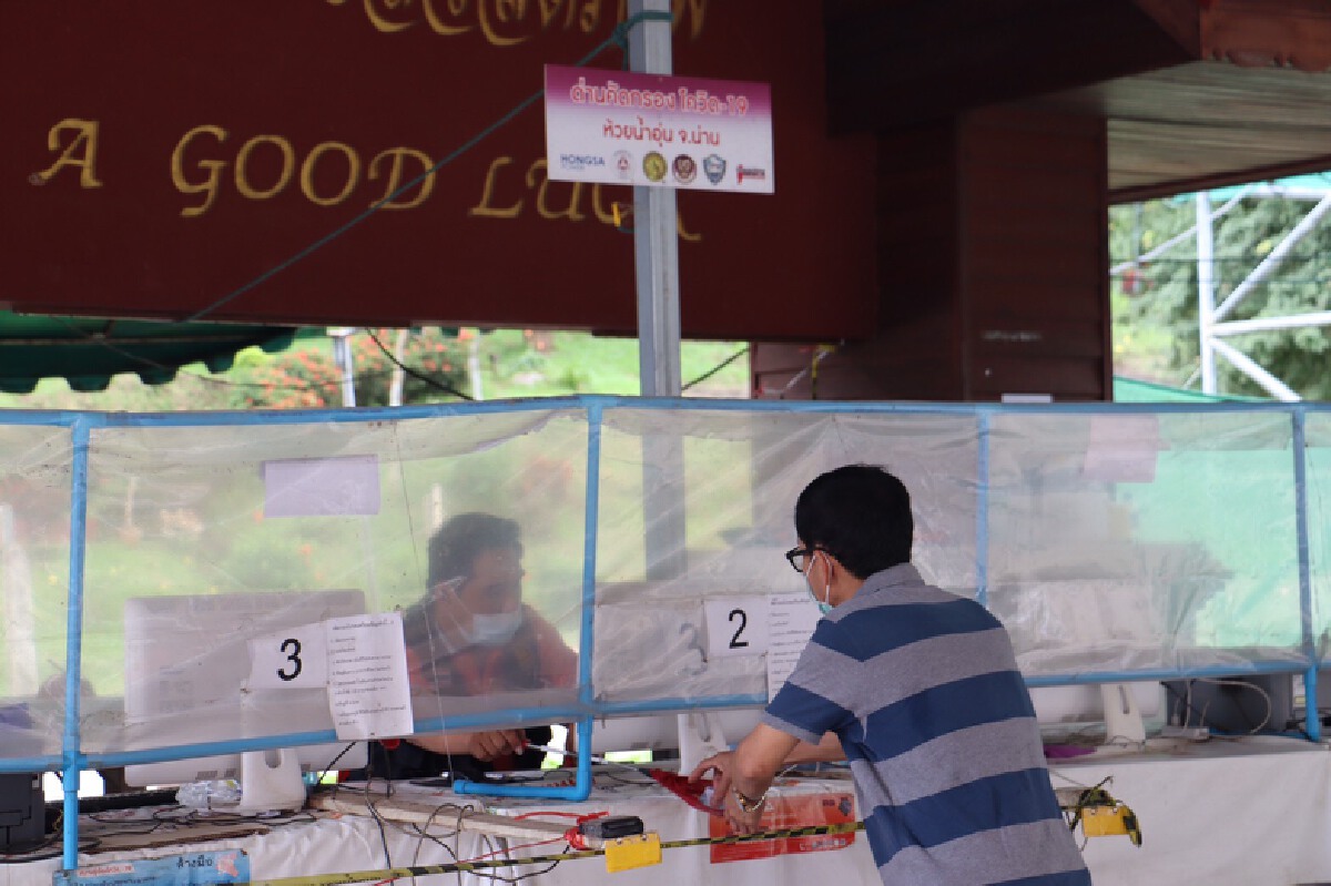 กอ.รมน.น่านให้กำลังใจกับเจ้าหน้าที่ปฎิบัติภารกิจคัดกรองโควิด