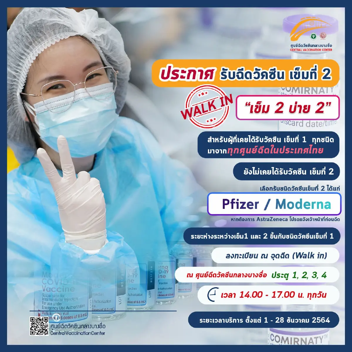 ศูนย์ฉีดวัคซีนกลางบางซื่อ เก็บตกเข็มสอง Walk in