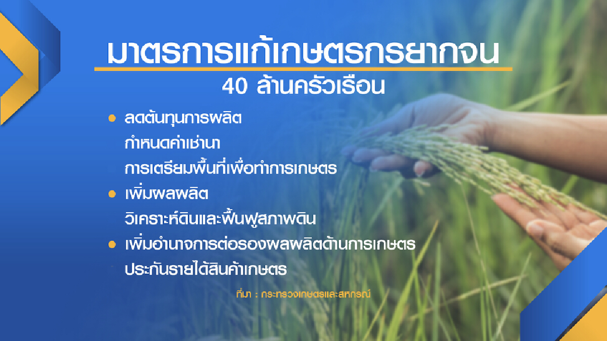ชู 3 มาตรการแก้เกษตรกรยากจน 40 ล้านครัวเรือน