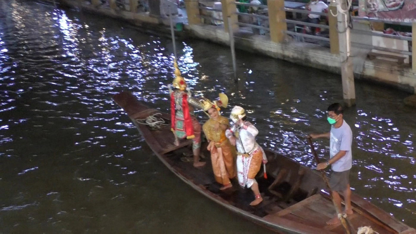 ตลาดน้ำอัมพวาจัดเต็มแต่งโขนรับนทท. "หนุมาน- ทศกัณฐ์-เบญจกาย"เดินชมตลาด