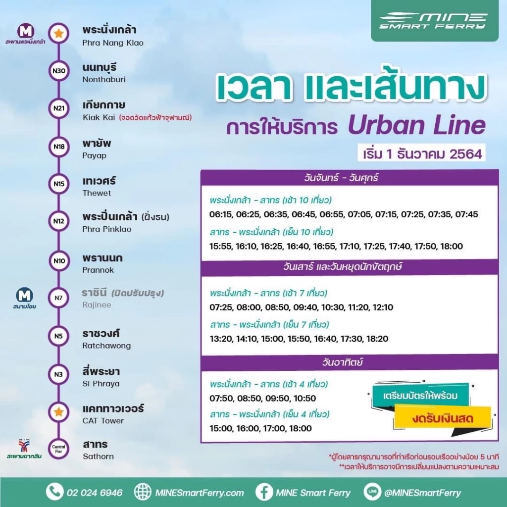 เพิ่มจำนวนเที่ยวเรือไฟฟ้า - เรือด่วนเจ้าพระยา(ธงแดง)