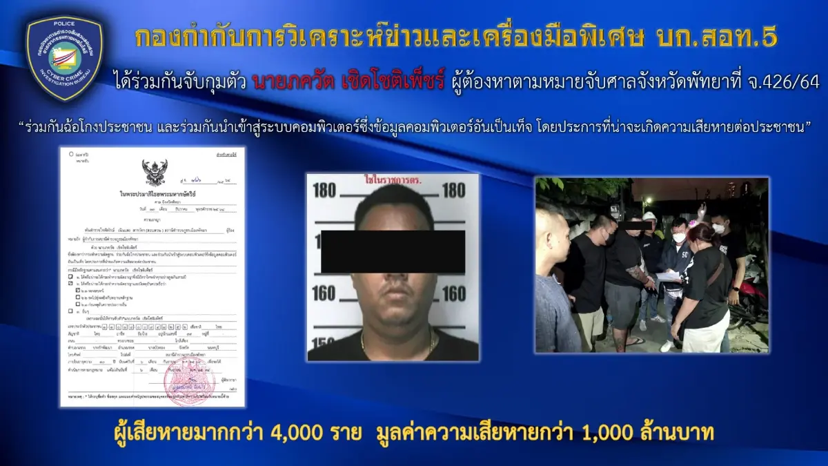 รวบหนุ่ม รับจ้างจดทะเบียนบริษัทฯ แก๊งแชร์ลูกโซ่"Nas App" เสียหายพันล้านบ.
