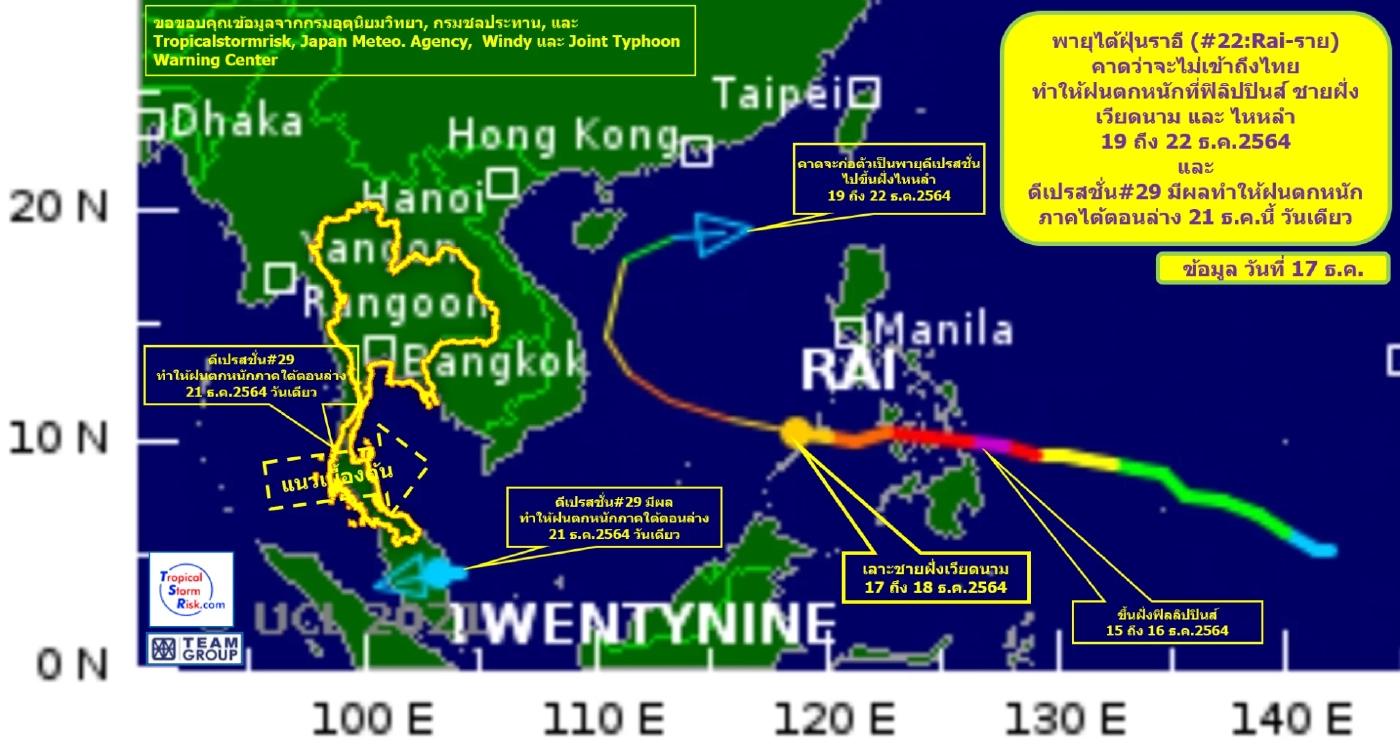 ภาพการเคลื่อนตัวของพายุไต้ฝุ่นราอี