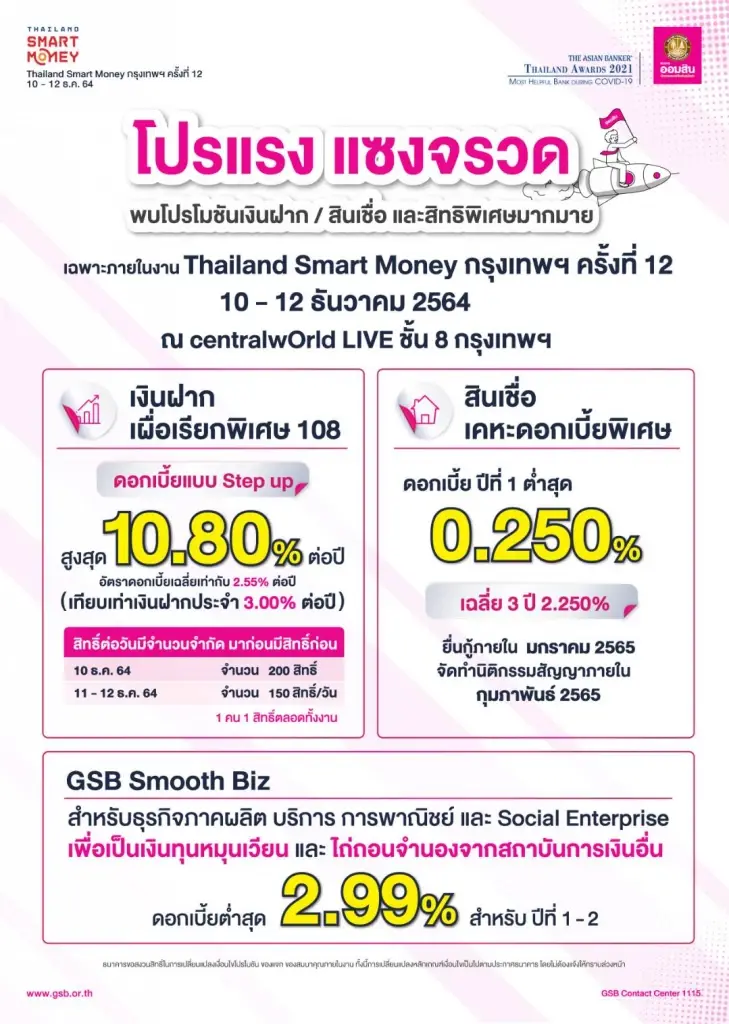 ออมสินอัดโปรฯ แรงร่วม Thailand Smart Money กรุงเทพฯ 2021