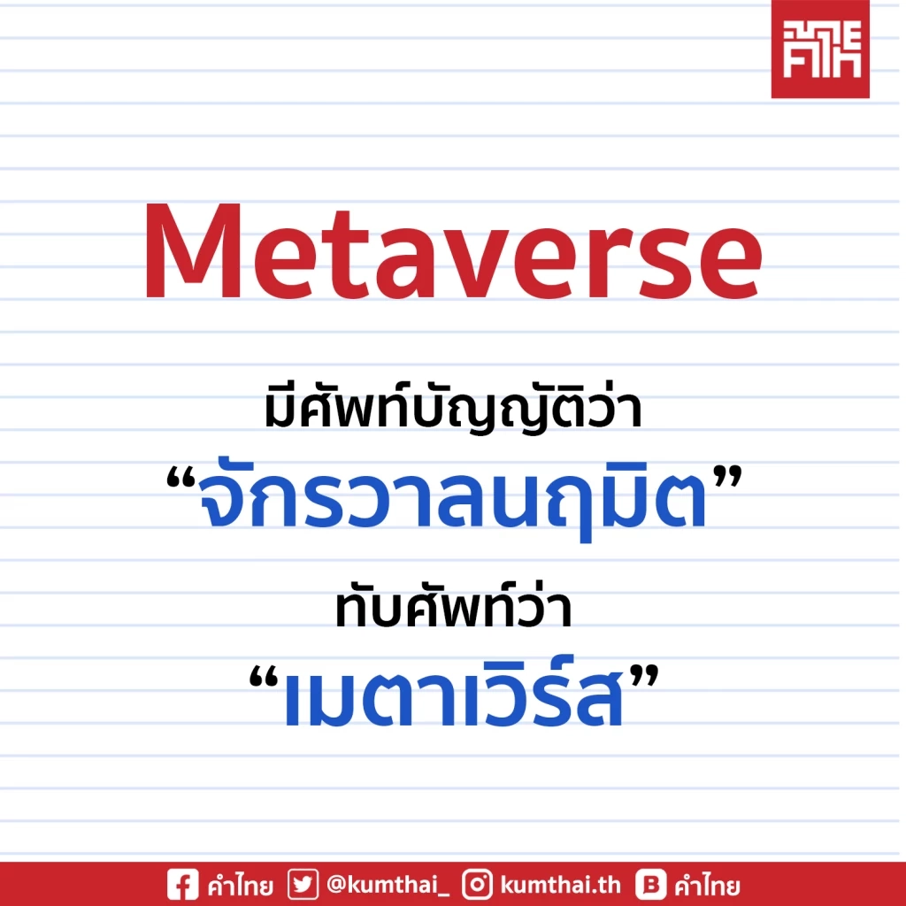 ราชบัณฑิตยสภา ผุดคำทับศัพท์ "เมตาเวิร์ส” เป็น "จักรวาลนฤมิต”