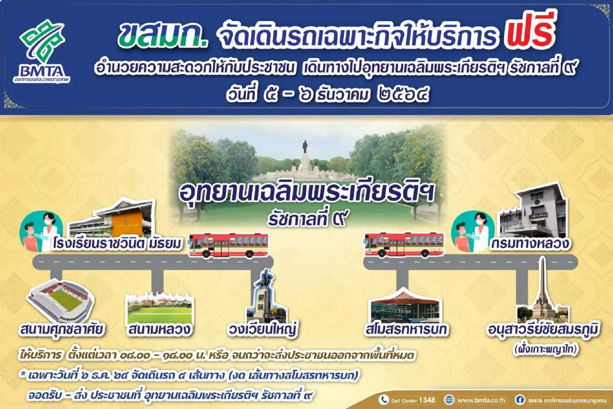 ขสมก. บริการฟรี! 5 เส้นทาง เฝ้าฯ รับเสด็จ ในพิธีวางศิลาฤกษ์ วันที่ 5-6 ธ.ค.