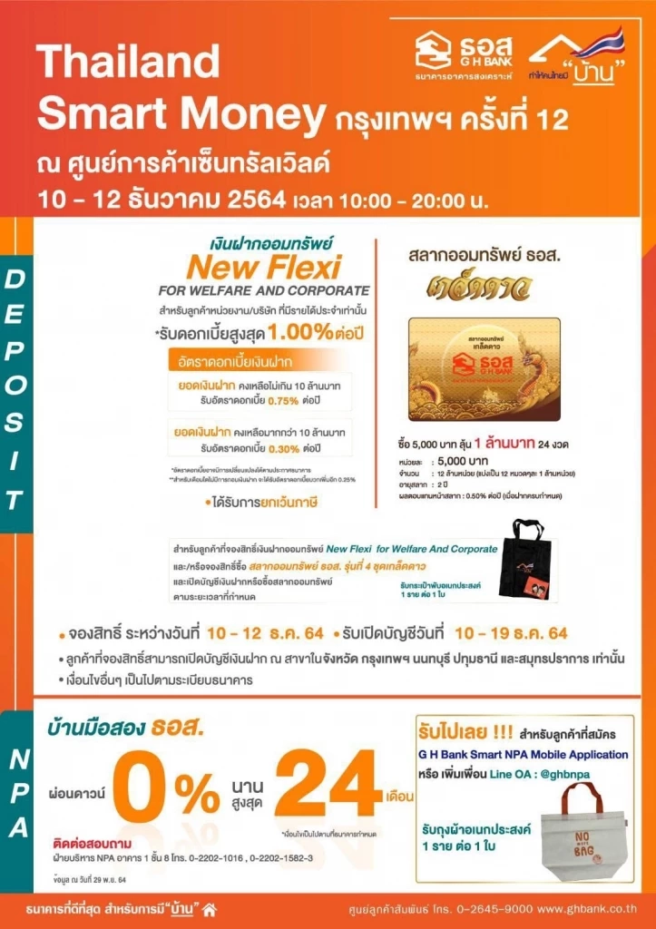 ธอส.ปล่อยกู้บ้านดอกเบี้ยปีแรก 2.60% ต่อปี