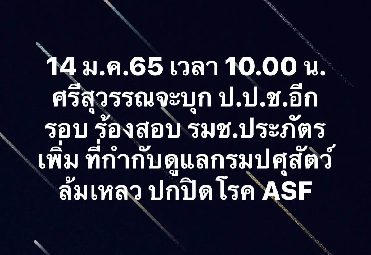 ศรีสุวรรณ จ่อยื่นป.ป.ป.เอาผิด รมช.ประภัตร ปกปิดโรคASF