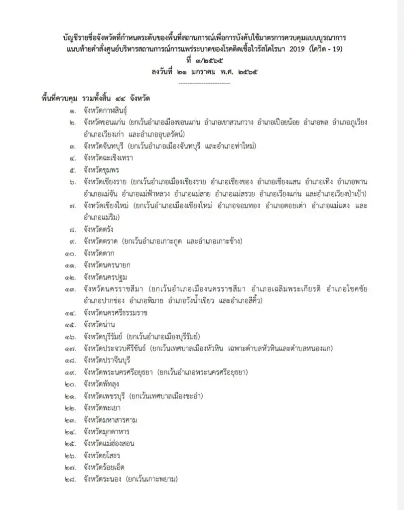 ราชกิจจาฯ ประกาศโซนสีพื้นที่คุมโควิด-19 ขยายเวลาขายเครื่องดื่มแอลกอฮอล์ มีผล 24 ม.ค. 65