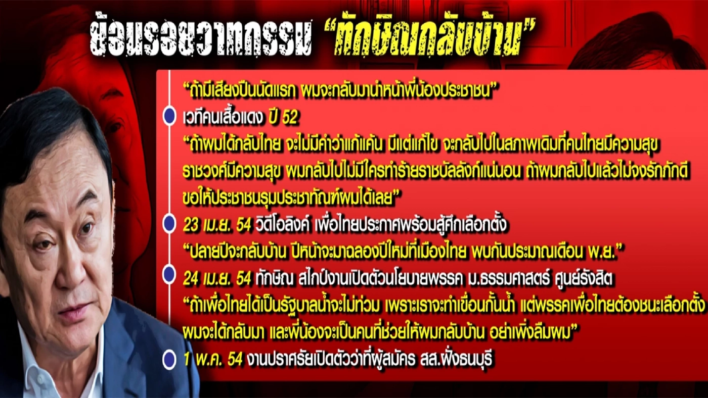 "ทักษิณ" ส่งสัญญาณอยากขอกลับประเทศไทย