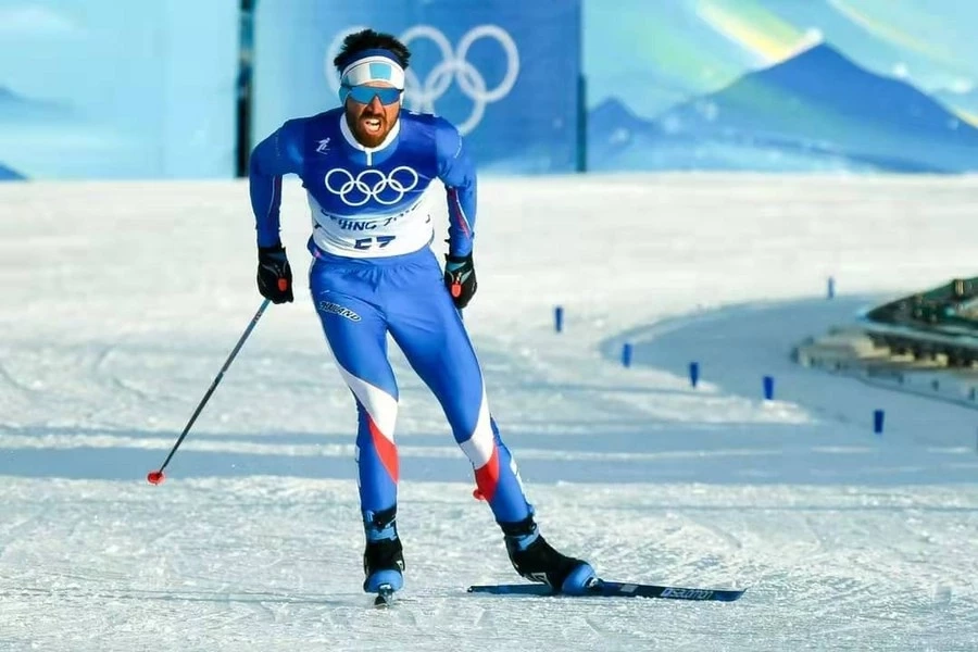 (ภาพจากสถานเอกอัครราชทูต ณ กรุงปักกิ่ง : มรรค จันเหลือง ระหว่างการแข่งขันสกีครอสคันทรี ประเภทสปรินท์ฟรีสไตล์ ณ ศูนย์สกีครอสคันทรีแห่งชาติ เมืองจางเจียโข่ว มณฑลเหอเป่ยทางตอนเหนือของจีน วันที่ 8 ก.พ. 2022)