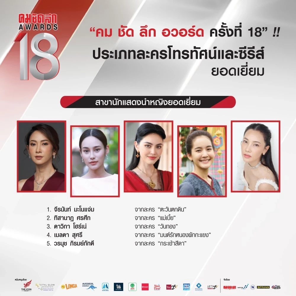 เปิดโผรายชื่อผู้เข้าชิง ละคร-ซีรีส์ โค้งสุดท้าย คมชัดลึก อวอร์ด ครั้งที่ 18