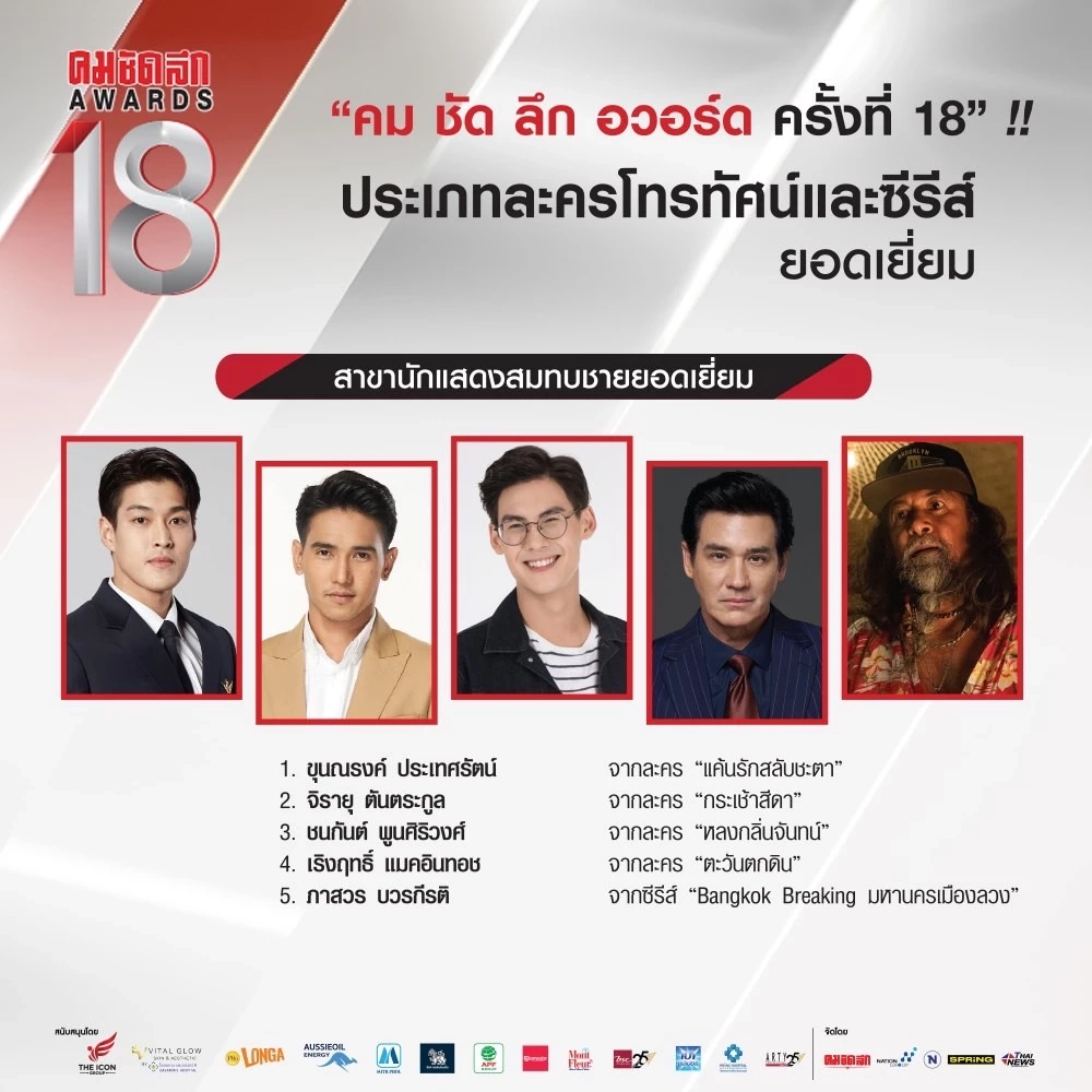 เปิดโผรายชื่อผู้เข้าชิง ละคร-ซีรีส์ โค้งสุดท้าย คมชัดลึก อวอร์ด ครั้งที่ 18