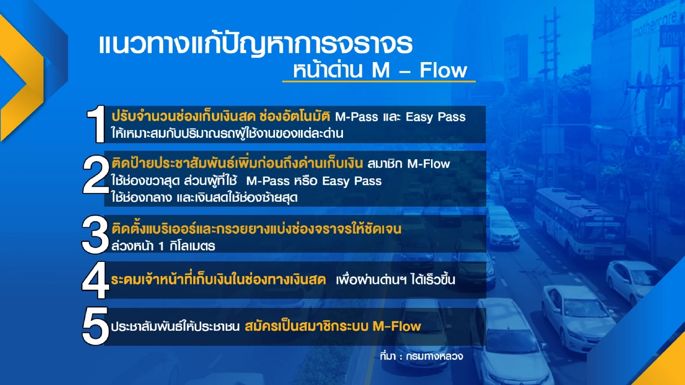 ทางหลวงปรับระบบแก้ปัญหารถติดจาก M-flow