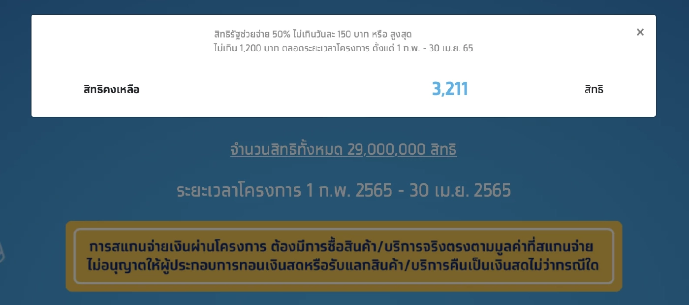 "คนละครึ่งเฟส 4" เต็มแล้ว! เตรียมยืนยันสิทธิก่อนเริ่มใช้ 17 ก.พ.นี้
