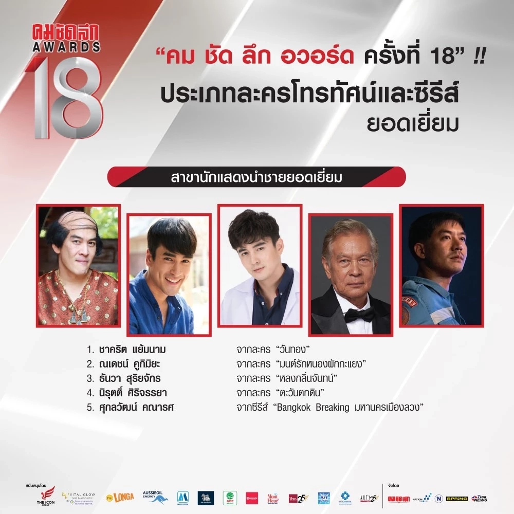 เปิดโผรายชื่อผู้เข้าชิง ละคร-ซีรีส์ โค้งสุดท้าย คมชัดลึก อวอร์ด ครั้งที่ 18