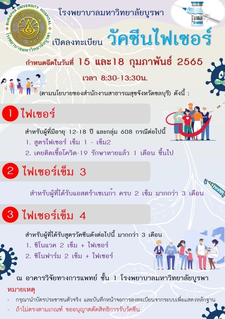 รวมจุดวอล์คอิน-ลงทะเบียนฉีดวัคซีนไฟเซอร์ เข็มกระตุ้น กทม.-ต่างจังหวัด