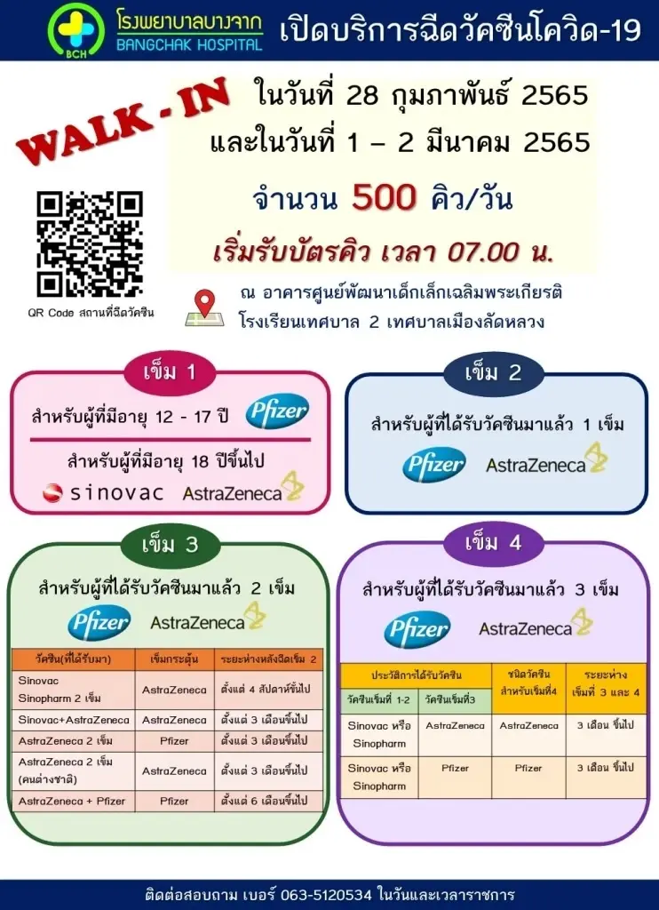 เปิดพิกัด วอล์คอินฉีดวัคซีนไฟเซอร์ - แอสตร้าฯ เข็ม 1-4 เช็กตรงนี้