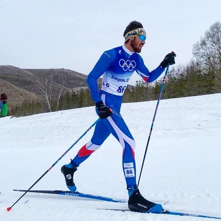 (ภาพจากผู้ให้สัมภาษณ์ : มรรค จันเหลือง ระหว่างการแข่งขันสกีครอสคันทรีชาย ระยะ 15 กิโลเมตร ณ ศูนย์สกีครอสคันทรีแห่งชาติ เมืองจางเจียโข่ว มณฑลเหอเป่ยทางตอนเหนือของจีน วันที่ 11 ก.พ. 2022)