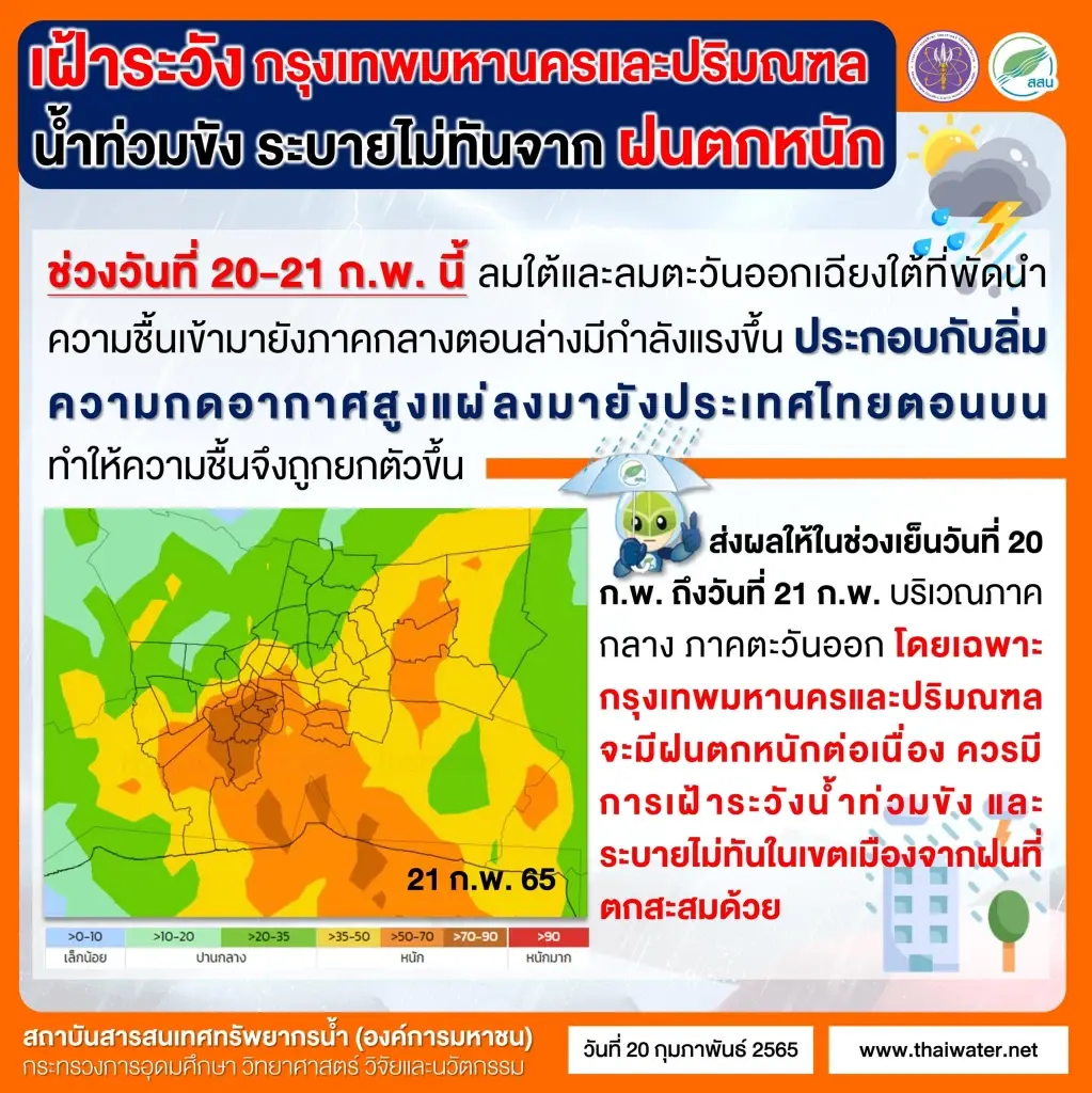 เฝ้าระวัง! กรุงเทพฯและปริมณฑล น้ำท่วมขัง ระบายไม่ทัน จากฝนตกหนัก