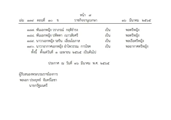 ราชกิจจาฯ เผย พระบรมราชโองการโปรดเกล้าฯ"พระราชทานยศทหารชั้นนายพล" 190 ราย