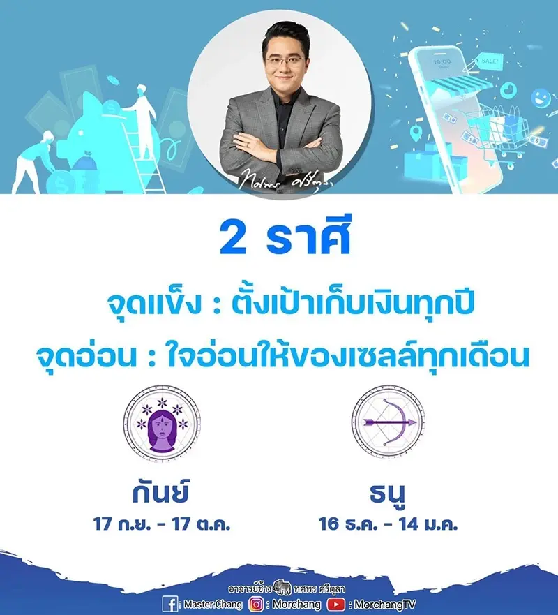 'หมอช้าง'เผย 2 ราศี จุดแข็ง-จุดอ่อน ราศีไหนแพ้ของเซลล์ทุกเดือน