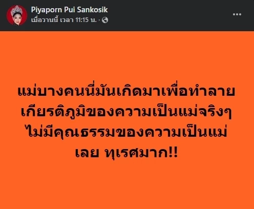 “ปุ้ย TPN” เดือด ฟาดแม่บางคน เกิดมาเพื่อทำลายเกียรติภูมิของความเป็นแม่