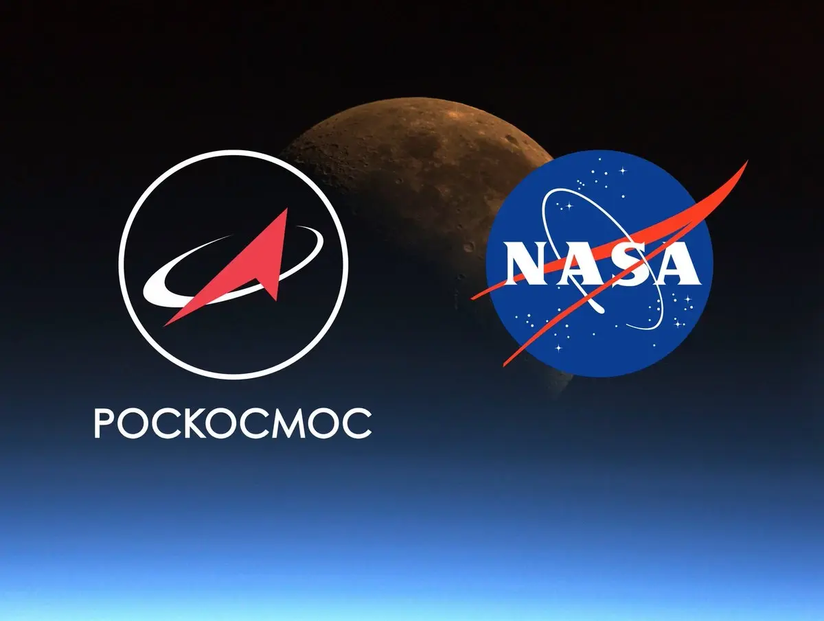 ตราสัญลักษณ์ Roscosmos และ NASA