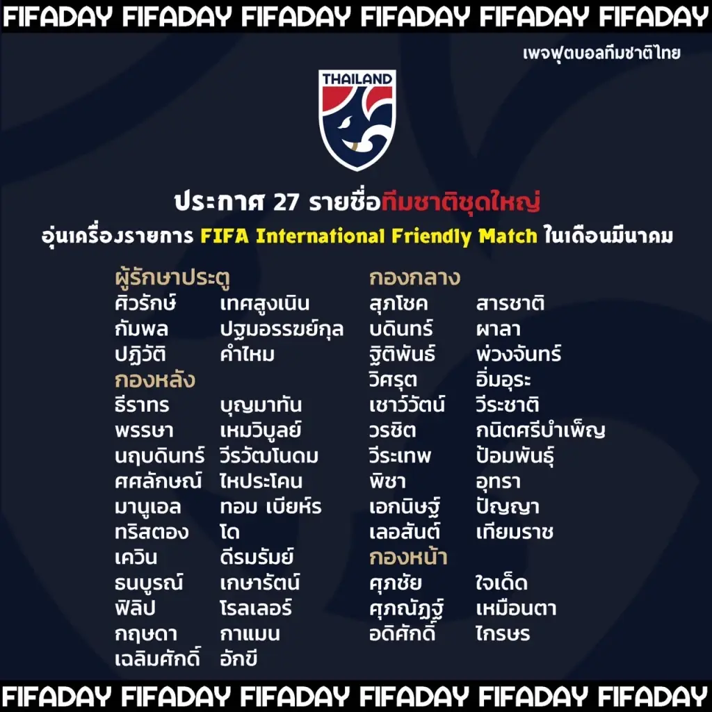 ไร้แข้งนอก! เปิดโผช้างศึกชุดอุ่นเครื่องเนปาล-ซูรินาม
