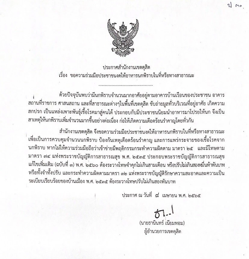 ระวังติดคุก!หากฝ่าฝืนให้อาหารนกพิราบที่สาธารณะซ้ำปรับอ่วมกว่า 3 หมื่นบาท