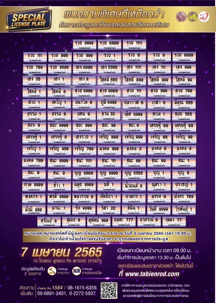 7 เม.ย.นี้ “กรมขนส่ง” เปิดประมูลทะเบียนรถใส่ชื่อตนเอง เช็กเงื่อนไข ตรงนี้