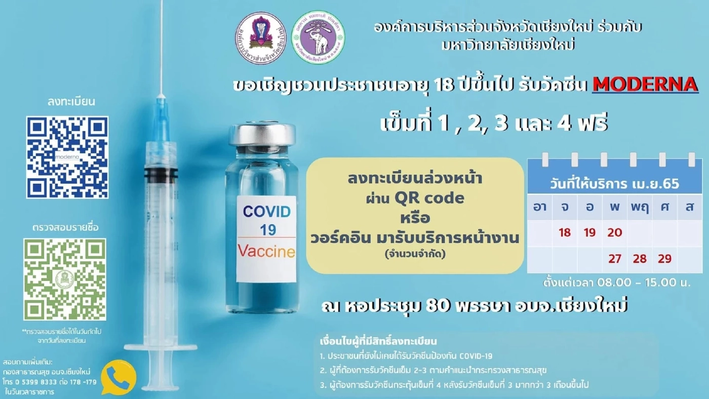 รวมจุดฉีดวัคซีนฟรี "โมเดอร์นา-ไฟเซอร์" เข็ม 1-4 เช็กรายละเอียด ได้ก่อนใคร