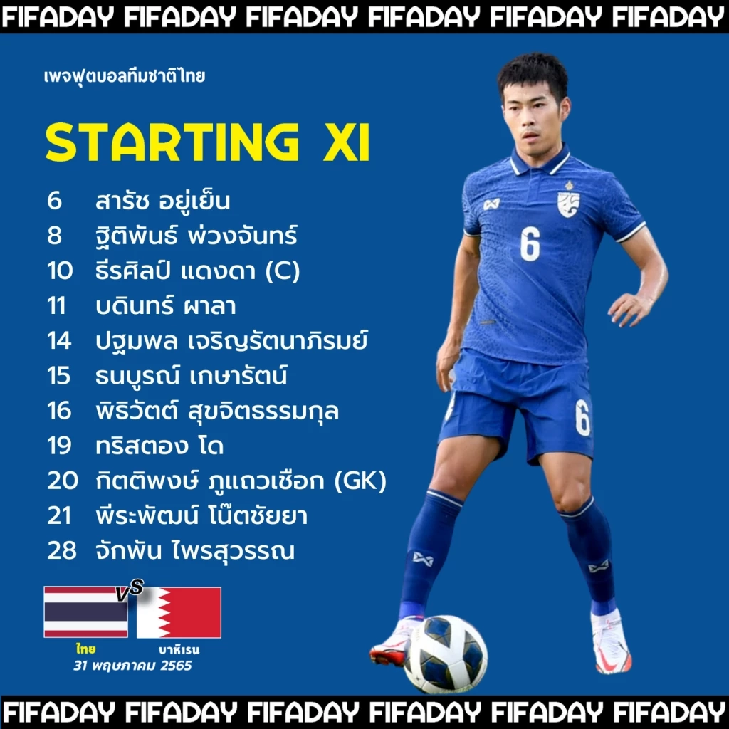 ชมสด! "ช้างศึก" ลับแข้งบาห์เรน พร้อมเปิดไลน์อัพ 11 ตัวจริง