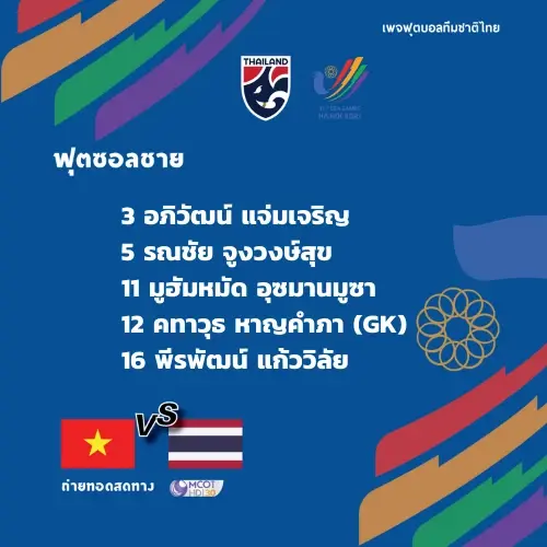 ชมสด! โต๊ะเล็กช้างศึกดวลเวียดนาม พร้อมเปิดไลน์อัพ 5 ตัวจริง