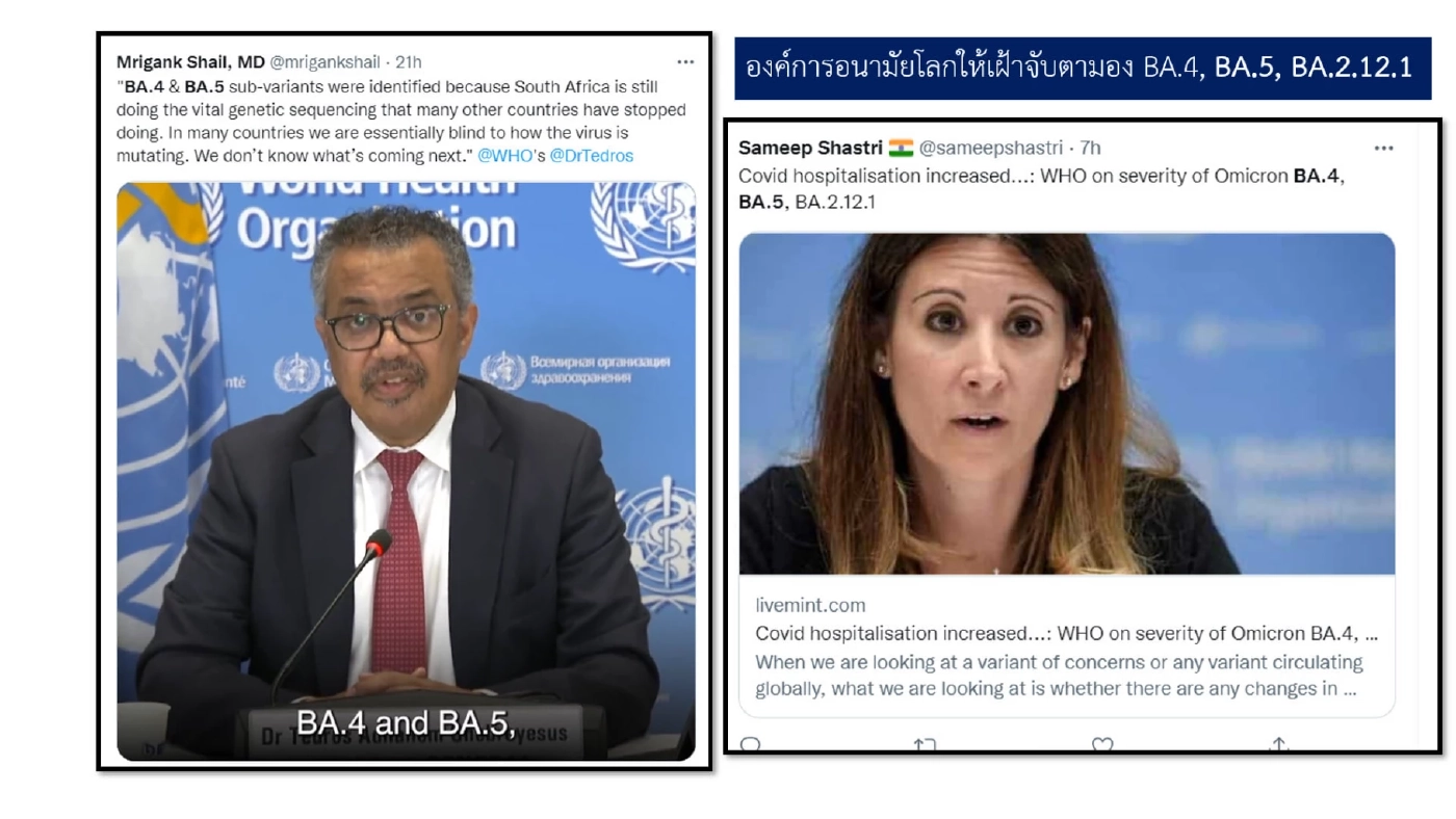 "ศูนย์จีโนมฯ" เตือนผู้ป่วยโควิดลดลง แต่โอมิครอน BA.4-BA.5 ยังน่ากลัว