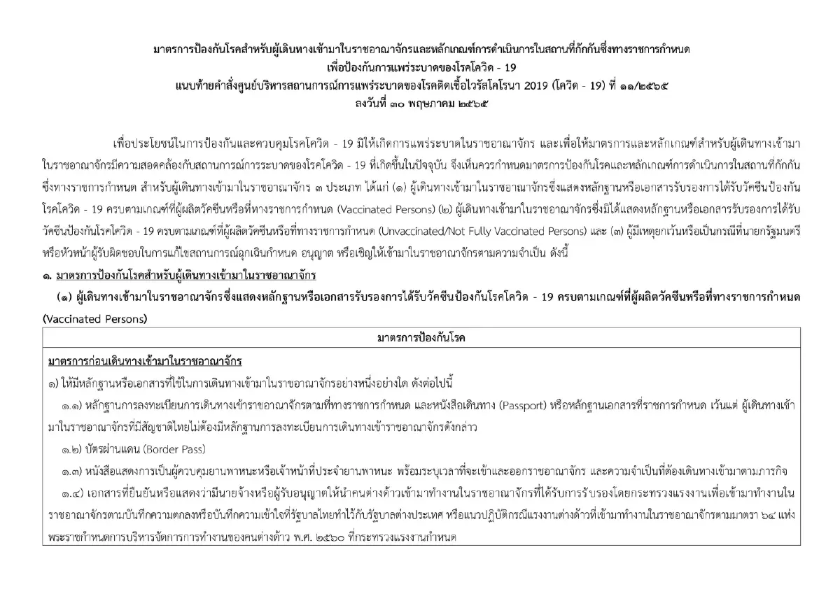 ราชกิจจาฯ ประกาศแนวปฏิบัติป้องกันโควิด-19 สำหรับผู้เดินทางเข้าไทย เริ่ม 1 มิ.ย.นี้
