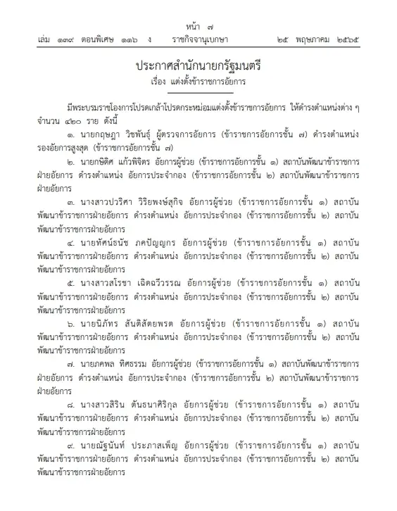 โปรดเกล้าฯแต่งตั้งข้าราชการ"อัยการ" 420 ราย ประกาศลง ราชกิจจาฯ เช็กเลย