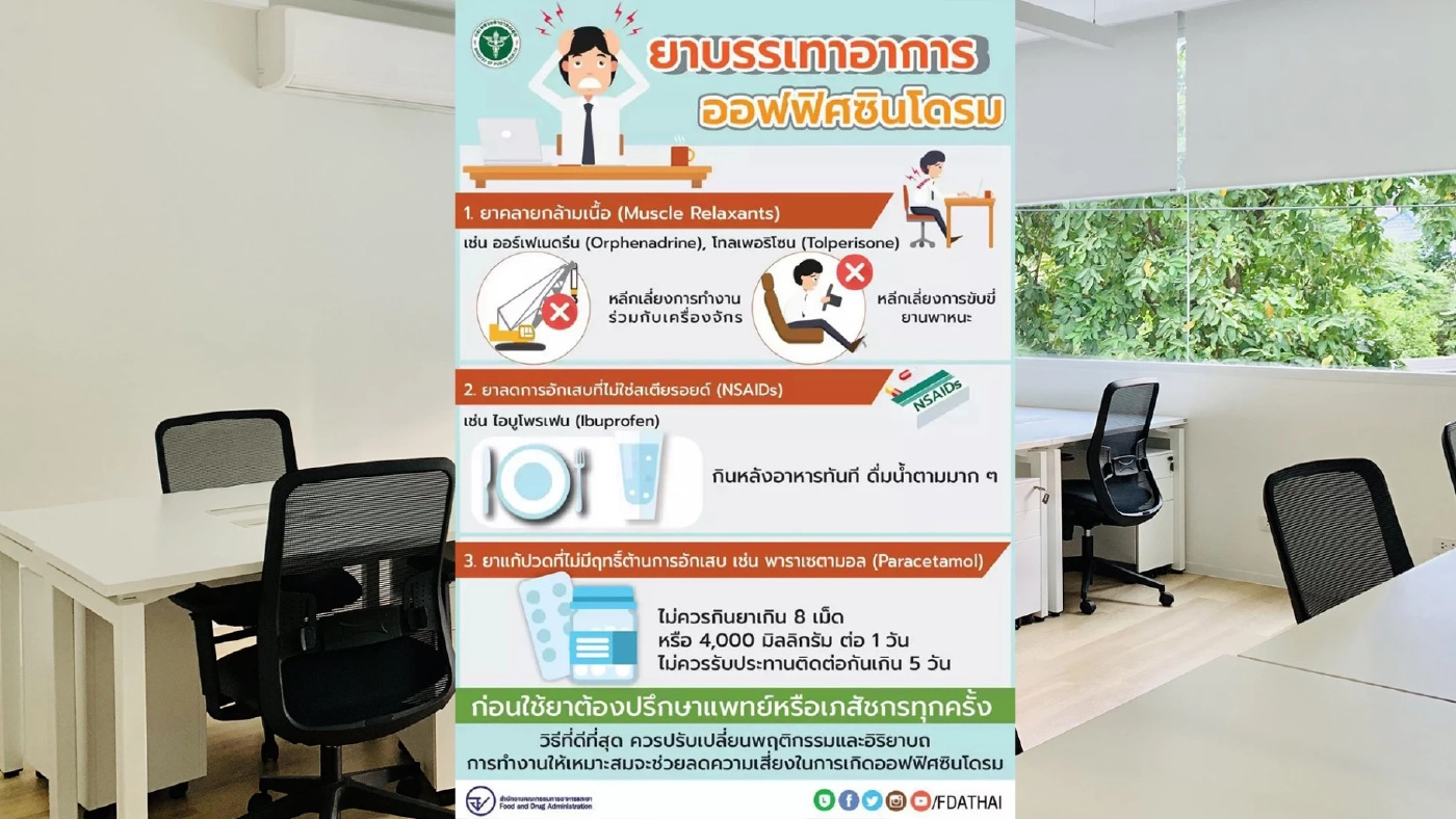 อย.เผยรายชื่อยา ในการช่วยบรรเทาอาการปวดเมื่อยจาก “ออฟฟิศซินโดรม”