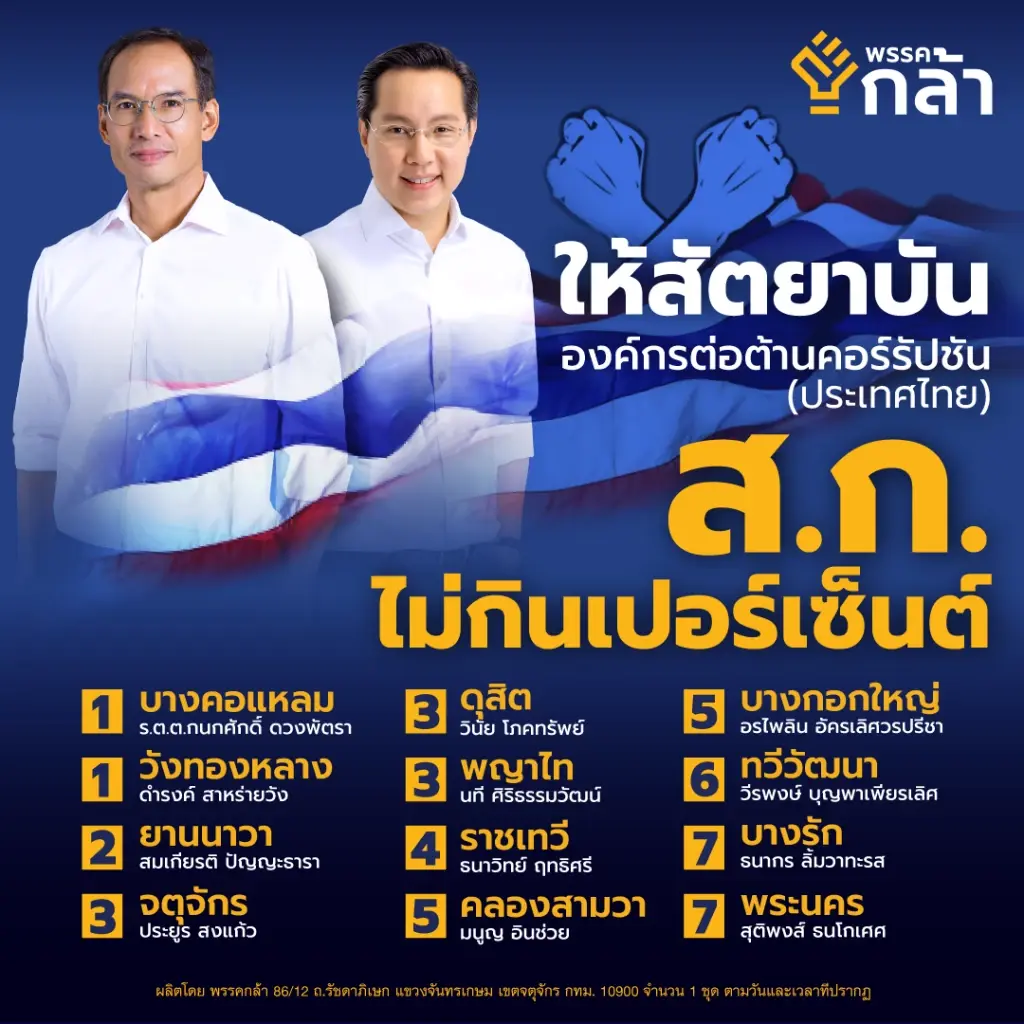 "พรรคกล้า"ขน 12 ผู้สมัครส.ก.ลงนามสัตยาบันร่วมกับ ACT ทำงานไร้โกงลดทุจริต