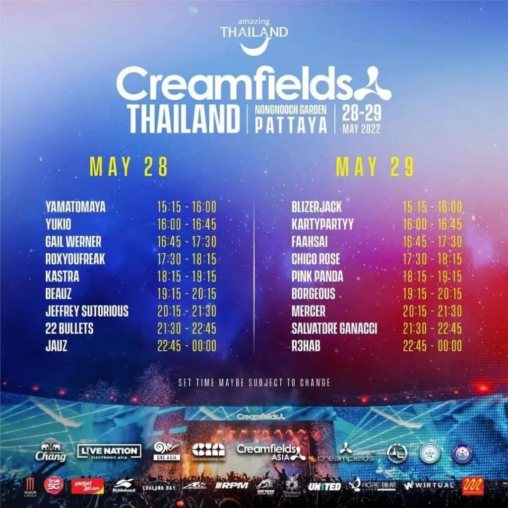 เตรียมระเบิดความมันส์มหกรรมดนตรี EDM ในเทศกาล Creamfields Thailland 2022 คุมเข้มตามมาตรการป้องกันโควิด