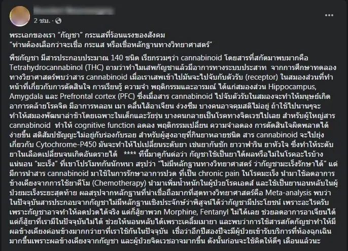 หมอเตือนสติ "กัญชา" ดีจริงหรือแค่กระแส ระวังเป็นต้นตอปัญหาใหม่?