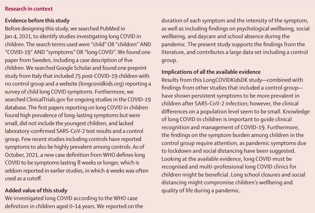 "หมอธีระ" เปิดงานวิจัยเดนมาร์ก พบภาวะ Long COVID ในเด็กเล็กอย่างน้อย 1 อาการ