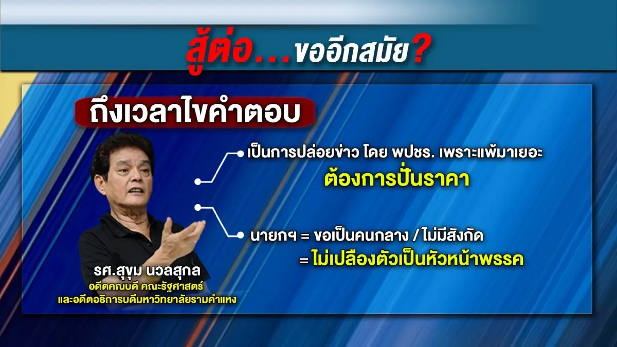 นักวิชาการสะท้อนกระแส"บิ๊กตู่"คุมพปชร.-สู้ต่อ...ขออีกสมัย?