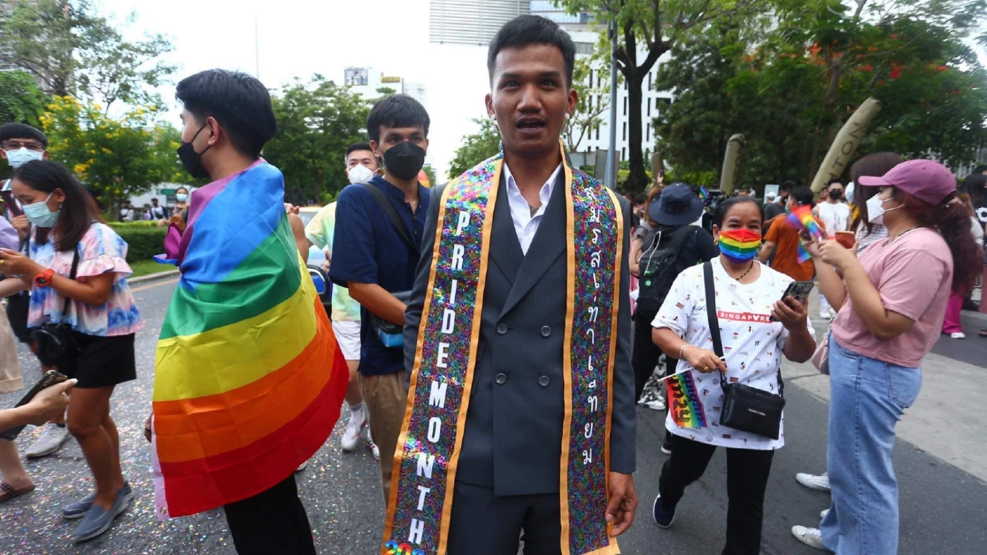 นายภาณุพงศ์ จาดนอก หรือ ไมค์ ระยอง แกนนำกลุ่มราษฎร